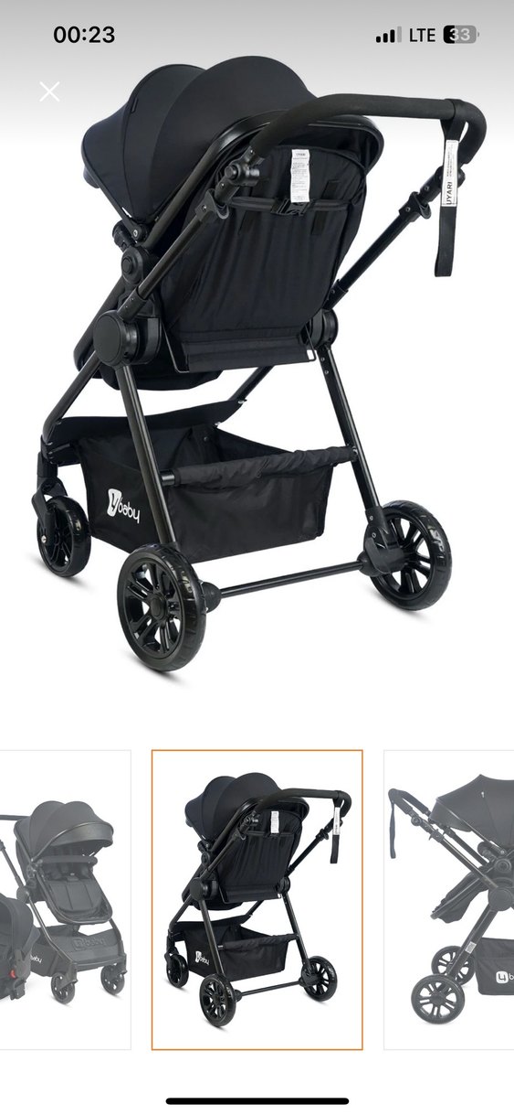 Siyah Bebek Arabası ve Oto Koltuğu Seti - Görsel 2
