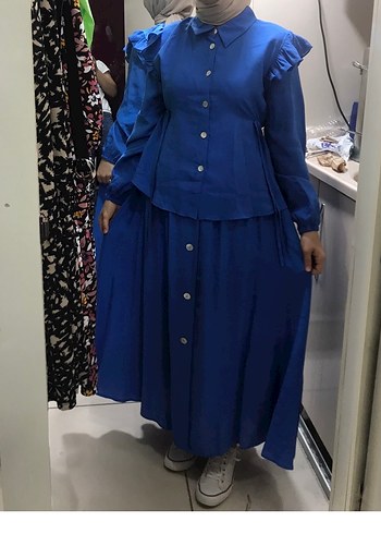 Düğmeli etek gömlek takım - Görsel 2