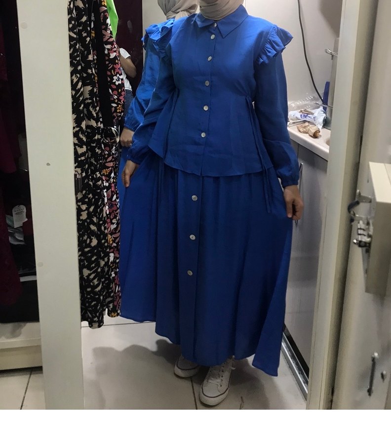 Düğmeli etek gömlek takım - Görsel 2