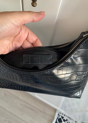 Klasik Siyah Yılan Derisi Desenli Deri Çanta - Görsel 2