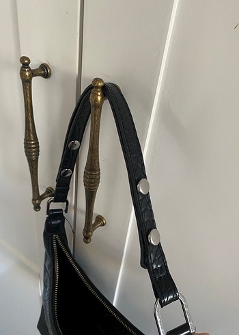 Klasik Siyah Yılan Derisi Desenli Deri Çanta - Görsel 3