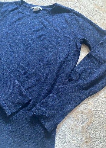 Lacivert Kadın İnce Örgü Yün Kazak - Görsel 3