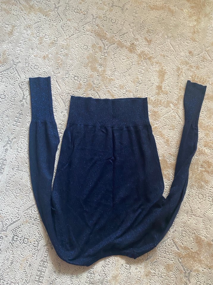 Lacivert Kadın İnce Örgü Yün Kazak - Görsel 5