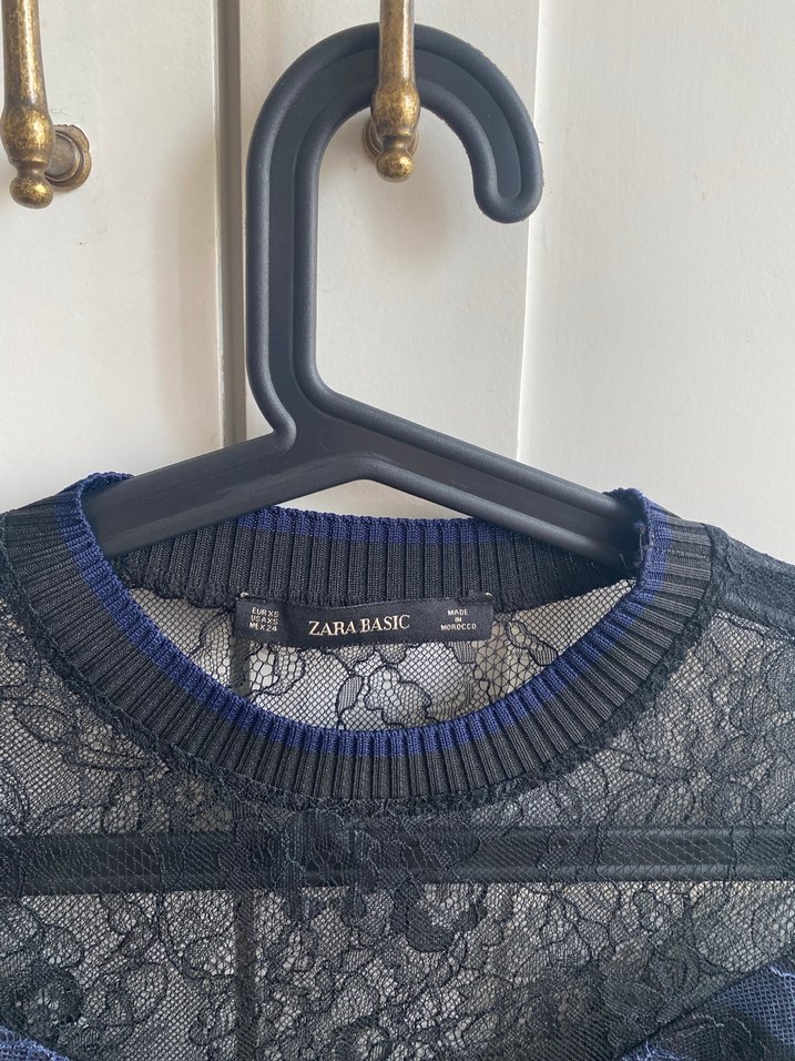 Uzun Kollu Siyah Dantel Midi Elbise - Görsel 2