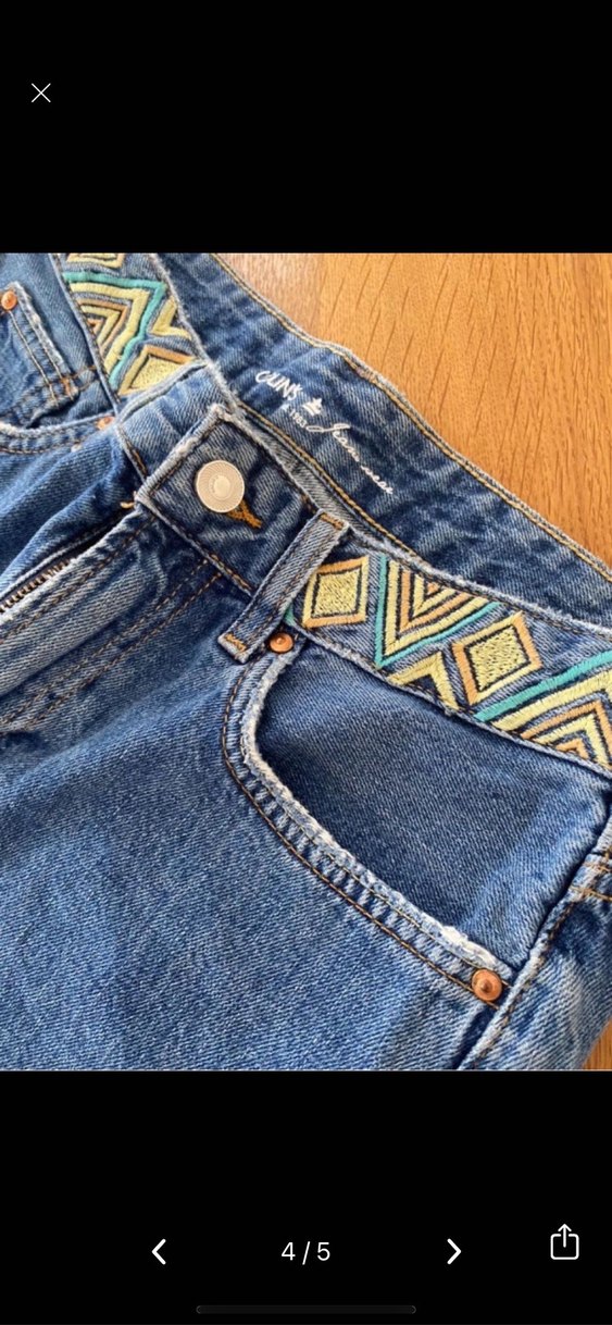 Nakışlı Bel Detaylı Mavi Kot Şort - Görsel 4