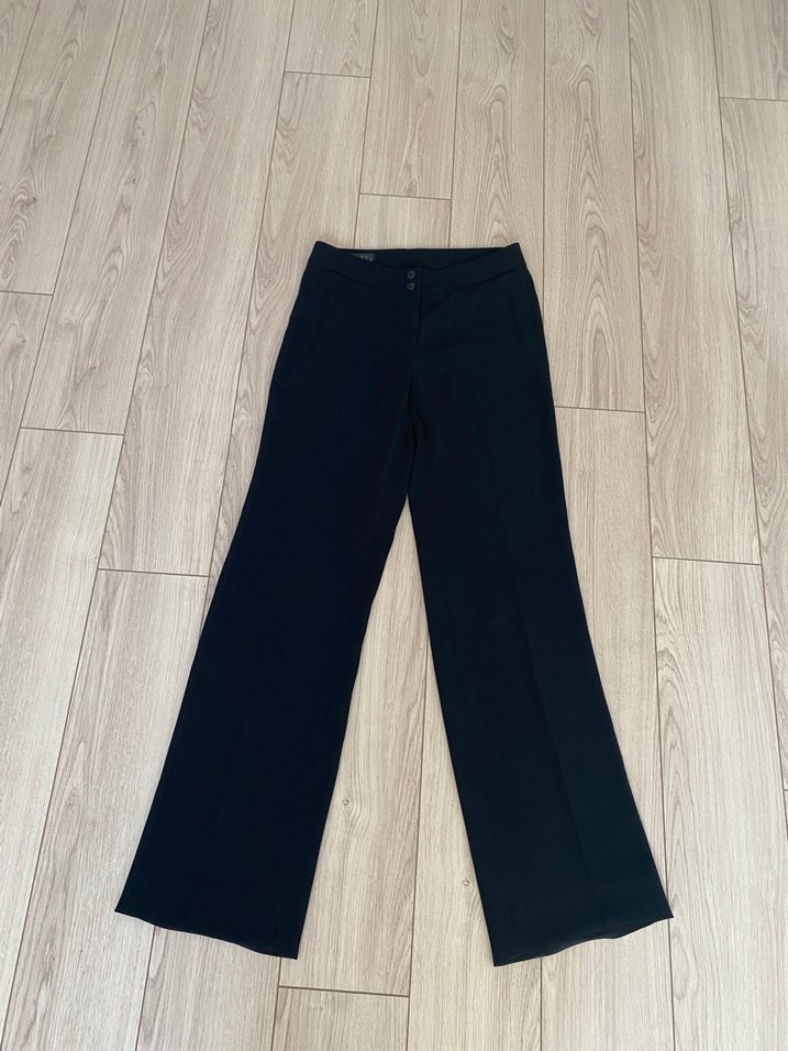 Düğmeli Siyah Kadın Kumaş Pantolon - Görsel 5