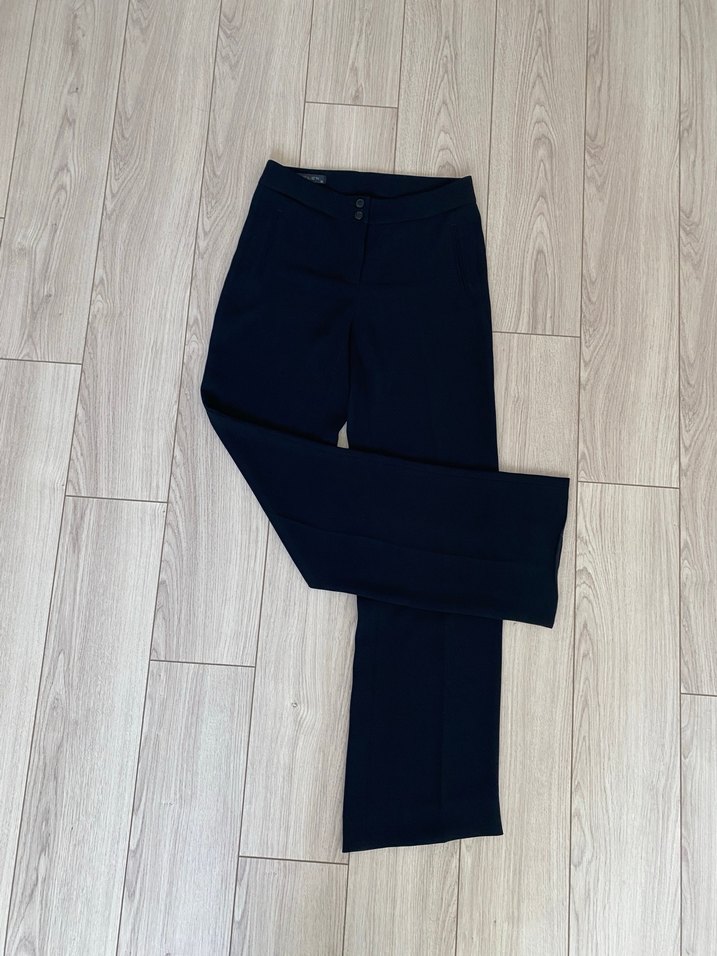 Düğmeli Siyah Kadın Kumaş Pantolon - Görsel 3