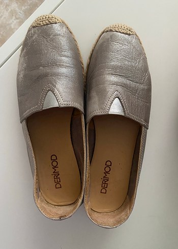 Gri Deri Kadın Espadril - Görsel 2