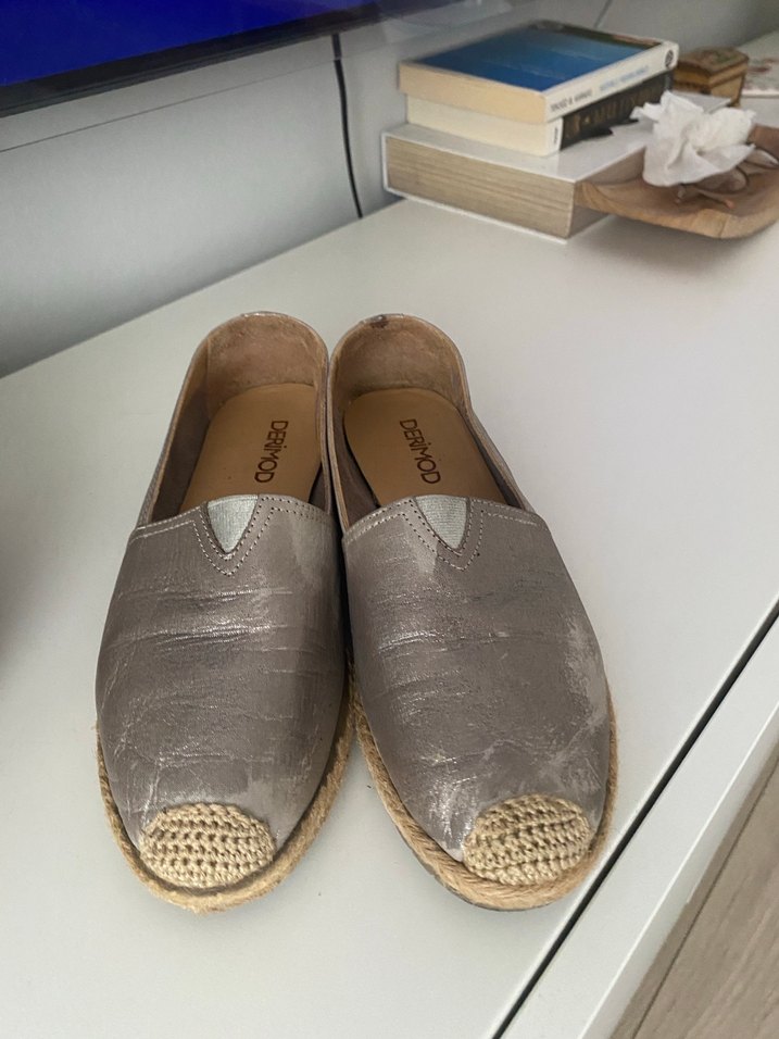 Gri Deri Kadın Espadril - Görsel 3