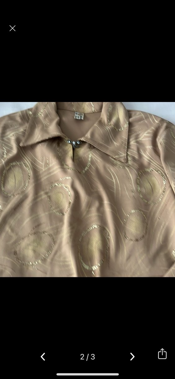 Bej, Uzun Kollu, Düğmeli, Bohem Kadın Gömlek simli - Görsel 2