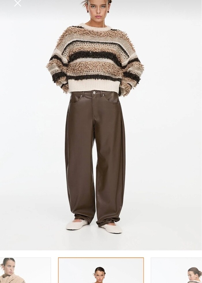 Kahve deri pantolon - Görsel 2