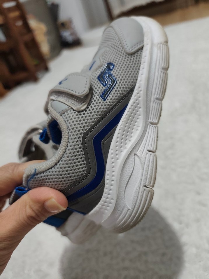 Gri Erkek Çocuk Spor Ayakkabısı Velcro - Görsel 4