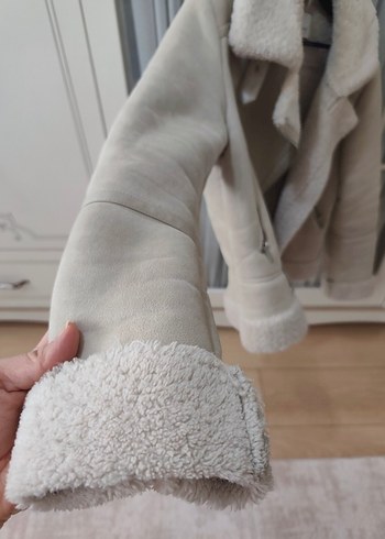 Bej Süet Kadın Ceket Kürk Detaylı - Görsel 2