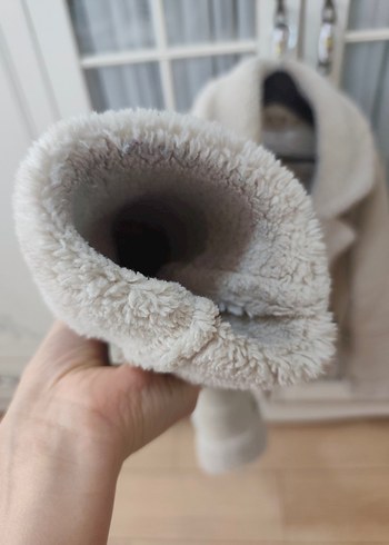 Bej Süet Kadın Ceket Kürk Detaylı - Görsel 3