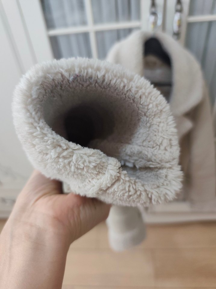 Bej Süet Kadın Ceket Kürk Detaylı - Görsel 3