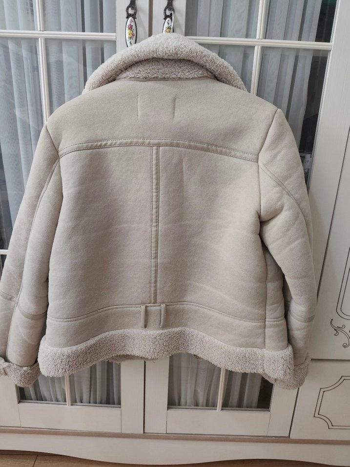 Bej Süet Kadın Ceket Kürk Detaylı - Görsel 4