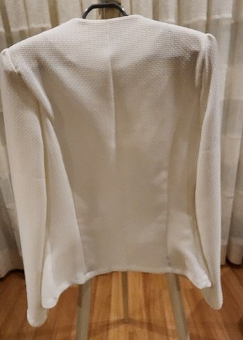 Beyaz Düğmeli Kadın Klasik Blazer Ceket - Görsel 12