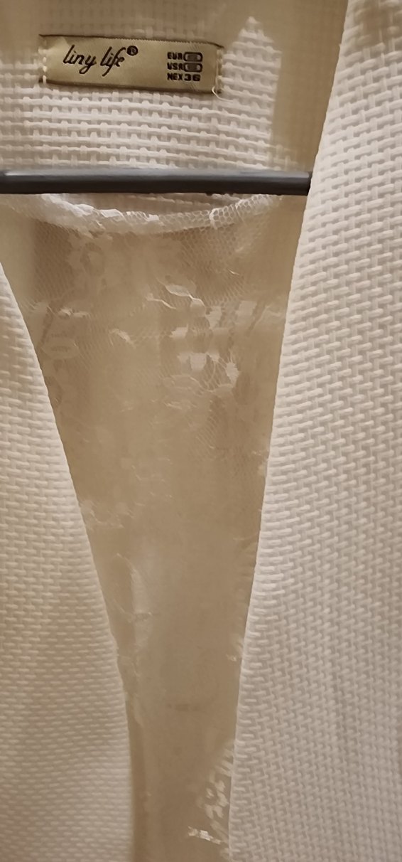 Beyaz Düğmeli Kadın Klasik Blazer Ceket - Görsel 2