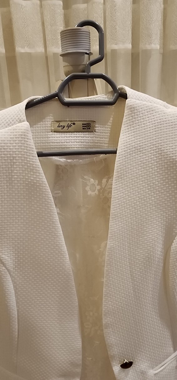 Beyaz Düğmeli Kadın Klasik Blazer Ceket - Görsel 5