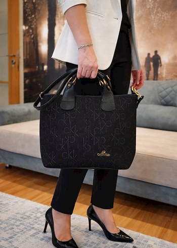 Siyah Nubuk CK Kadın Omuz Çantası - Görsel 10