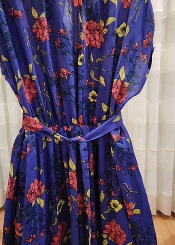 Mor Çiçekli Bohem Uzun Elbise - Görsel 2