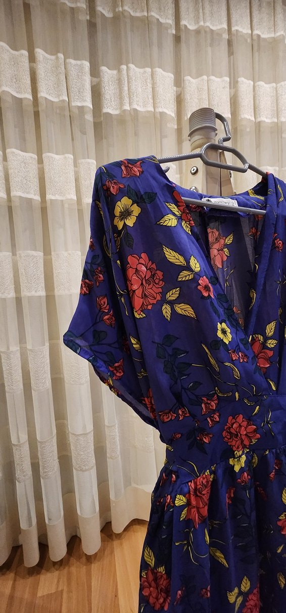 Mor Çiçekli Bohem Uzun Elbise - Görsel 5