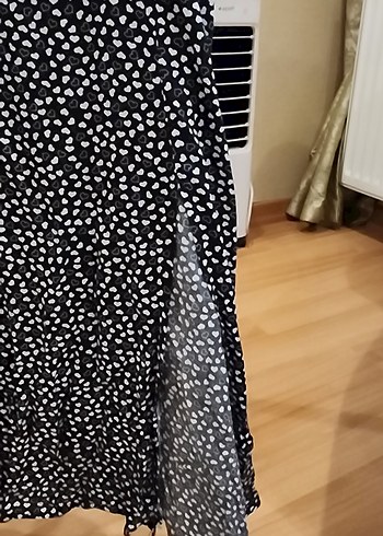 Siyah Puantiyeli V Yaka Uzun Elbise - Görsel 7