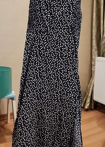 Siyah Puantiyeli V Yaka Uzun Elbise - Görsel 2