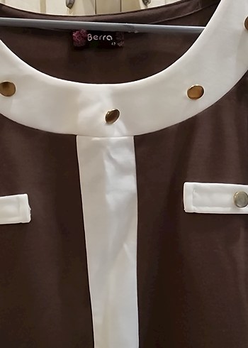 Düğmeli Kahverengi Midi Kadın Elbise - Görsel 2