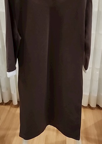 Düğmeli Kahverengi Midi Kadın Elbise - Görsel 3