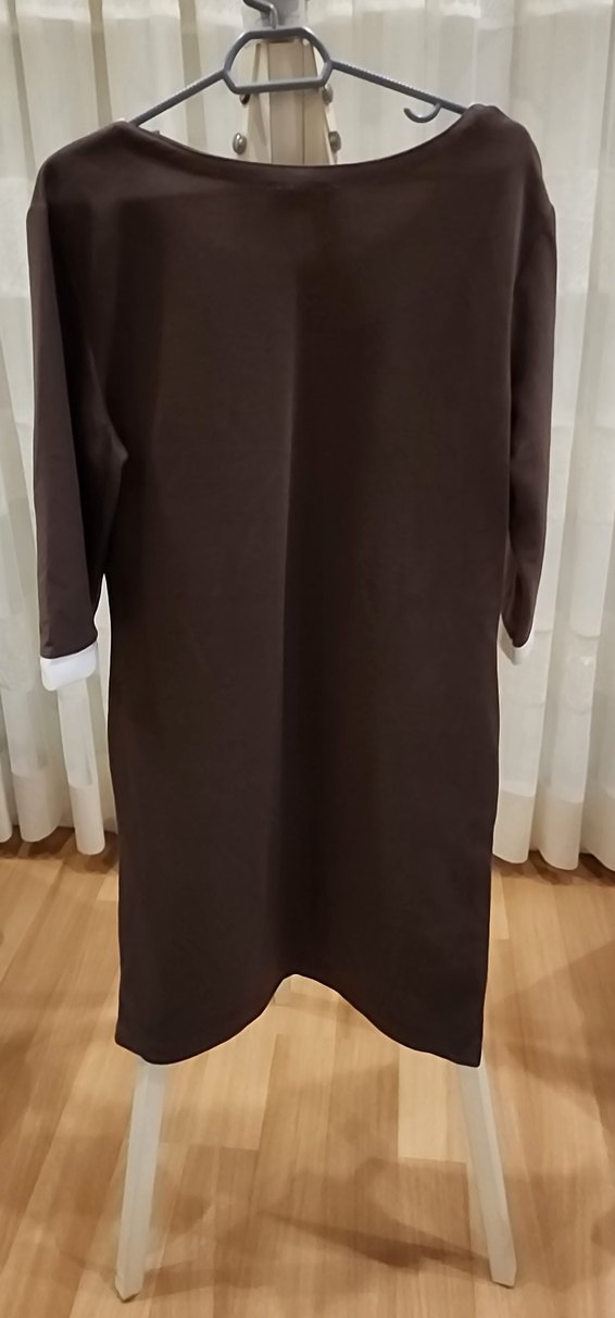 Düğmeli Kahverengi Midi Kadın Elbise - Görsel 3