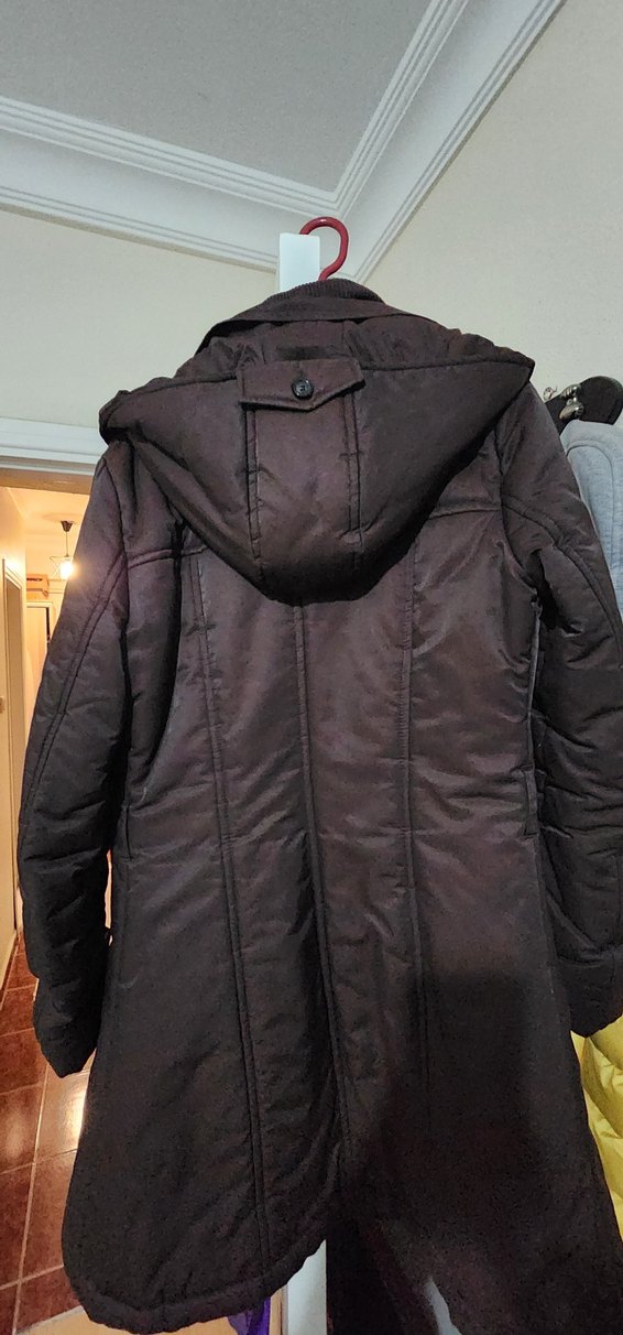 Düğmeli Kahverengi Kadın Kışlık mont - Görsel 5