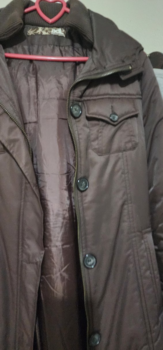 Düğmeli Kahverengi Kadın Kışlık mont - Görsel 2