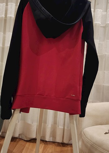 Kırmızı Siyah Fermuarlı Kadın Spor Ceket - Görsel 9