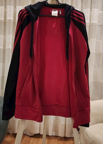 Kırmızı Siyah Fermuarlı Kadın Spor Ceket - Görsel 4