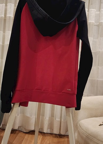 Kırmızı Siyah Fermuarlı Kadın Spor Ceket - Görsel 3