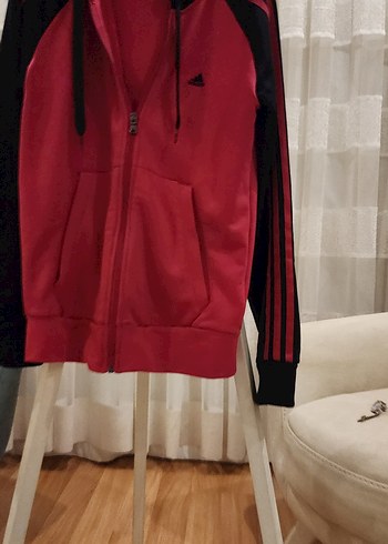 Kırmızı Siyah Fermuarlı Kadın Spor Ceket - Görsel 7