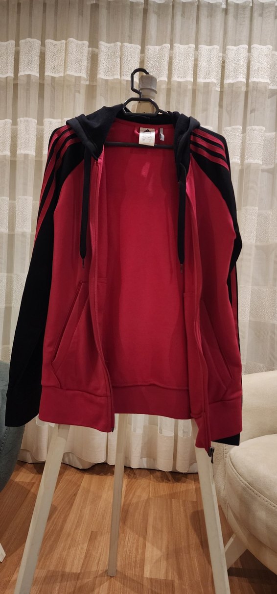Kırmızı Siyah Fermuarlı Kadın Spor Ceket - Görsel 4