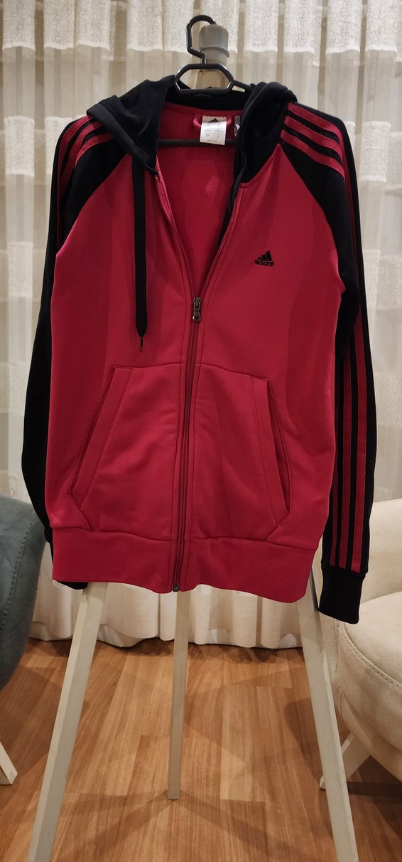 Kırmızı Siyah Fermuarlı Kadın Spor Ceket - Görsel 2