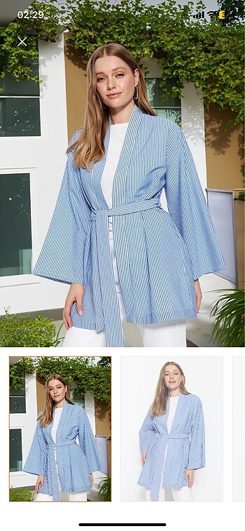 Milla çizgili kimono