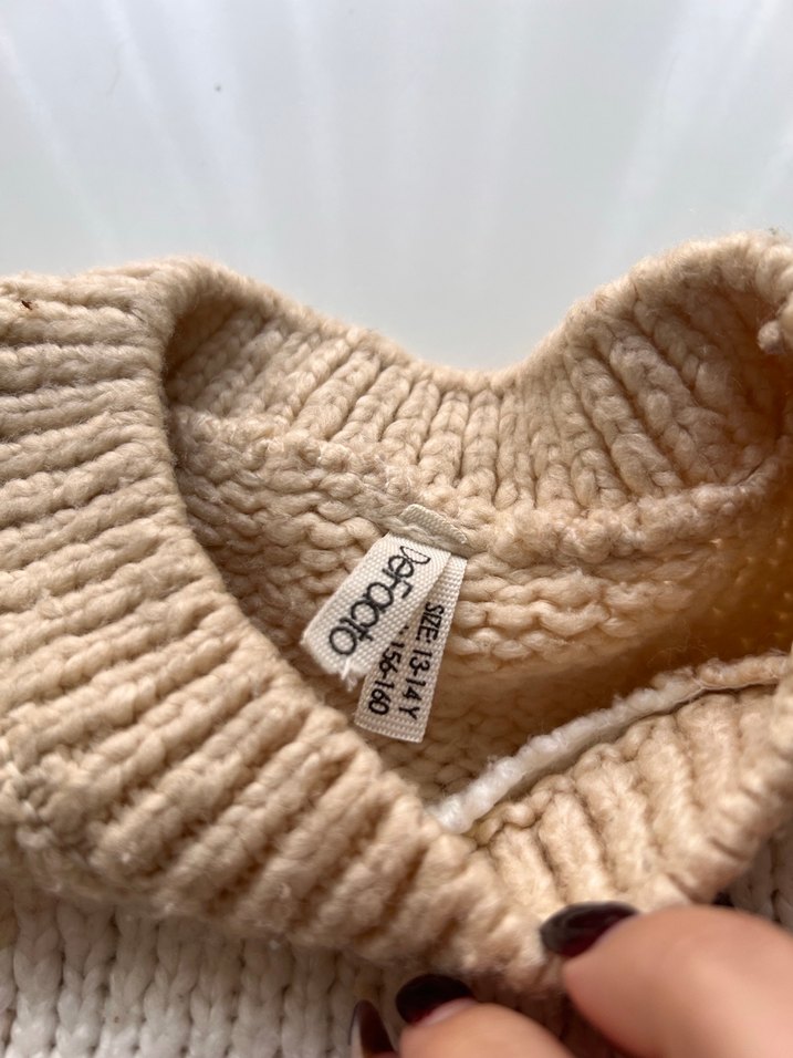 Bej Örgü Bohem çocuk kazak - Görsel 2