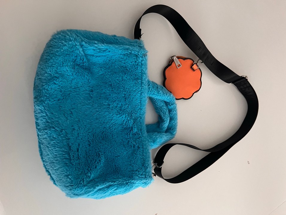 Mavi Peluş Kadın Çanta - Görsel 3