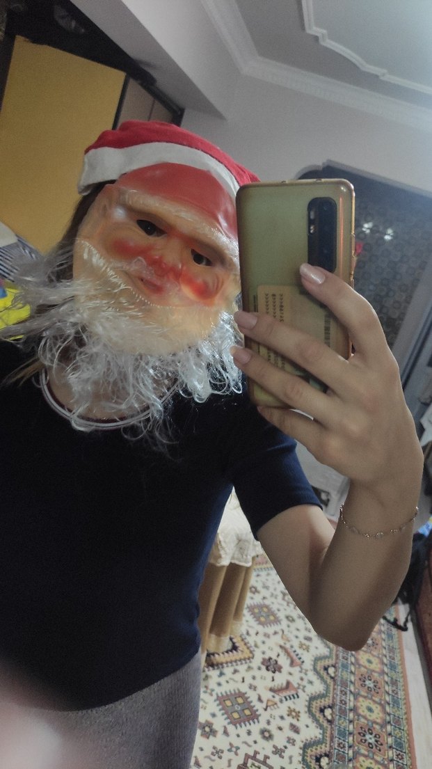 Noel Baba Maskesi Sakallı ve Şapkalı - Görsel 2