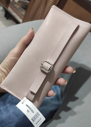 pudra Deri Kadın Clutch Cüzdan