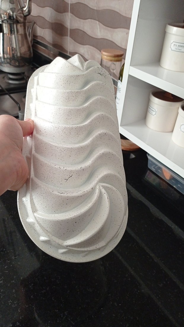 Beyaz Gri Dalga Desenli Kek Kalıbı - Görsel 3