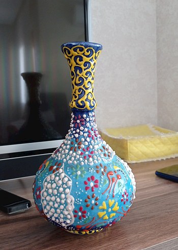 Renkli Turkuaz Seramik Vazo - Görsel 2