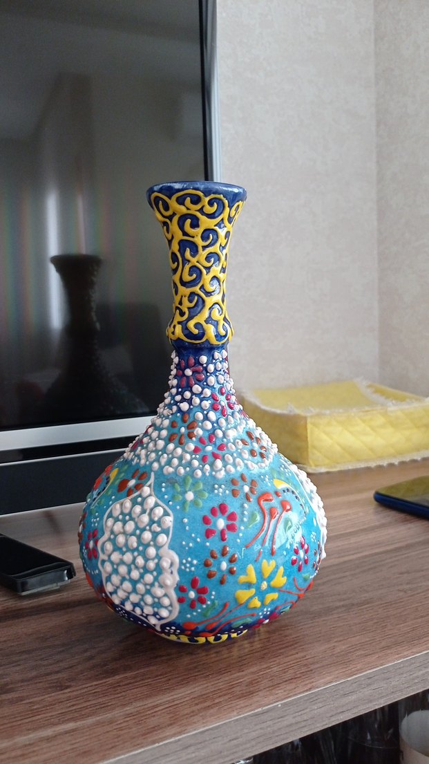 Renkli Turkuaz Seramik Vazo - Görsel 2