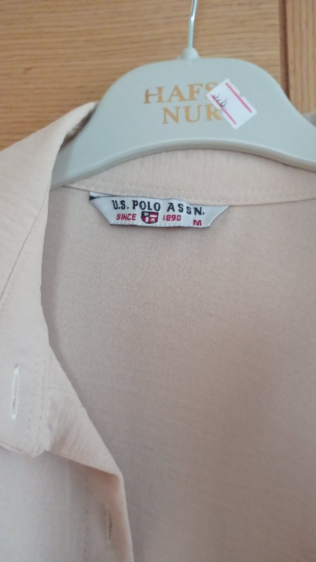 Uzun Kollu Düğmeli Bej uzun tunik Gömlek - Görsel 2