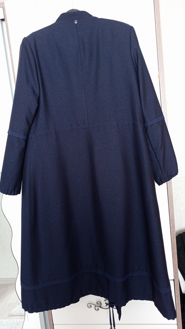 Zühre Nakışlı Lacivert Kadın Uzun Kaban - Görsel 4