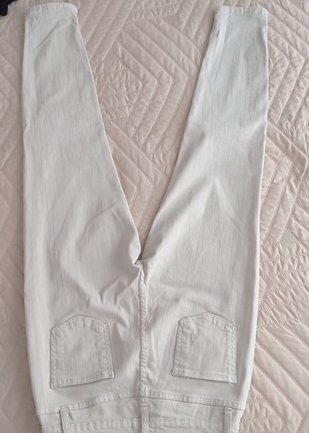 Beyaz Kadın Keten Jean Pantolon - Görsel 3